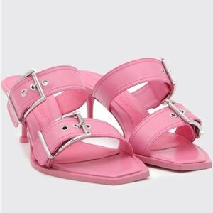 Alexander McQueen Double Buckle Punk Mule in Pink, New, Size 39